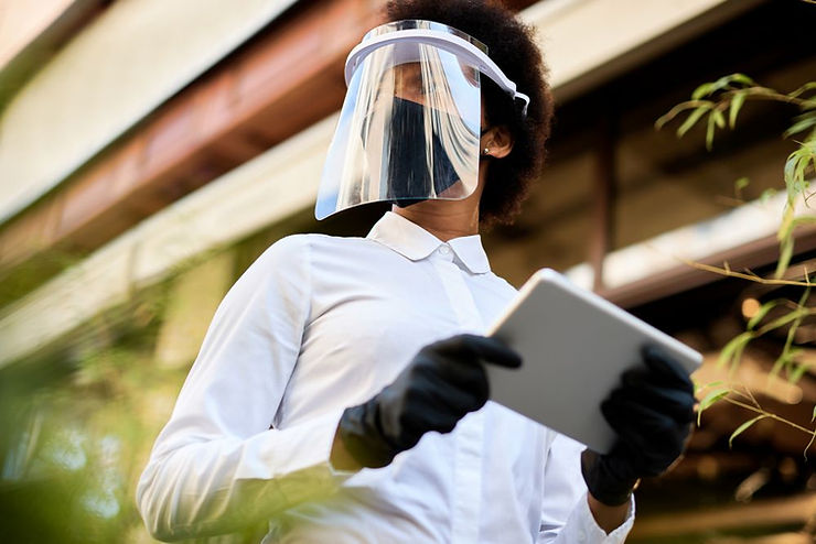 Pest control professional documenting an inspection
